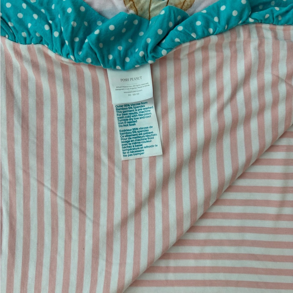 Posh Peanut “Gemma” Luxe Patoo Blanket with Teal Polka Dot Trim - Picture 5 of 10